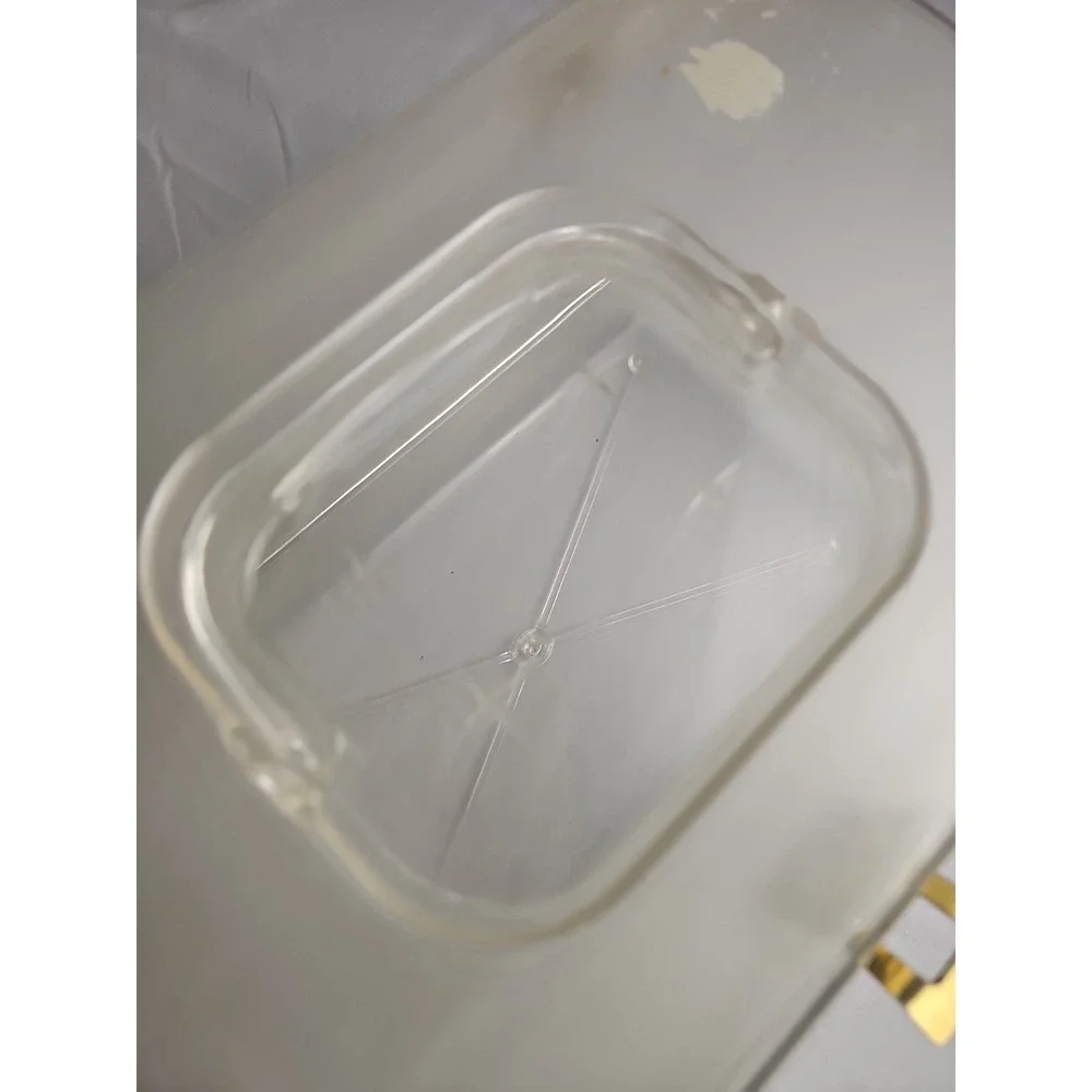 Vintage Will Hold Clear Lucite Sewing Box Gold Floral Craft Storage Carry Case